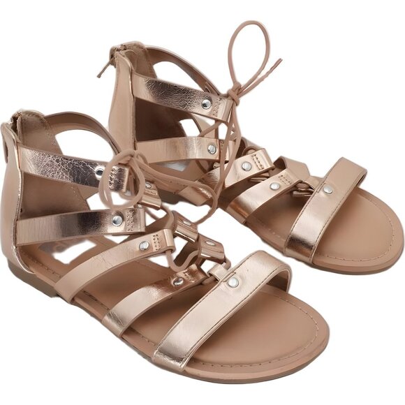 Dolce Vita Rose Gold Gladiator Summer Sandals - Size 1 M Big Kid - Picture 4 of 6
